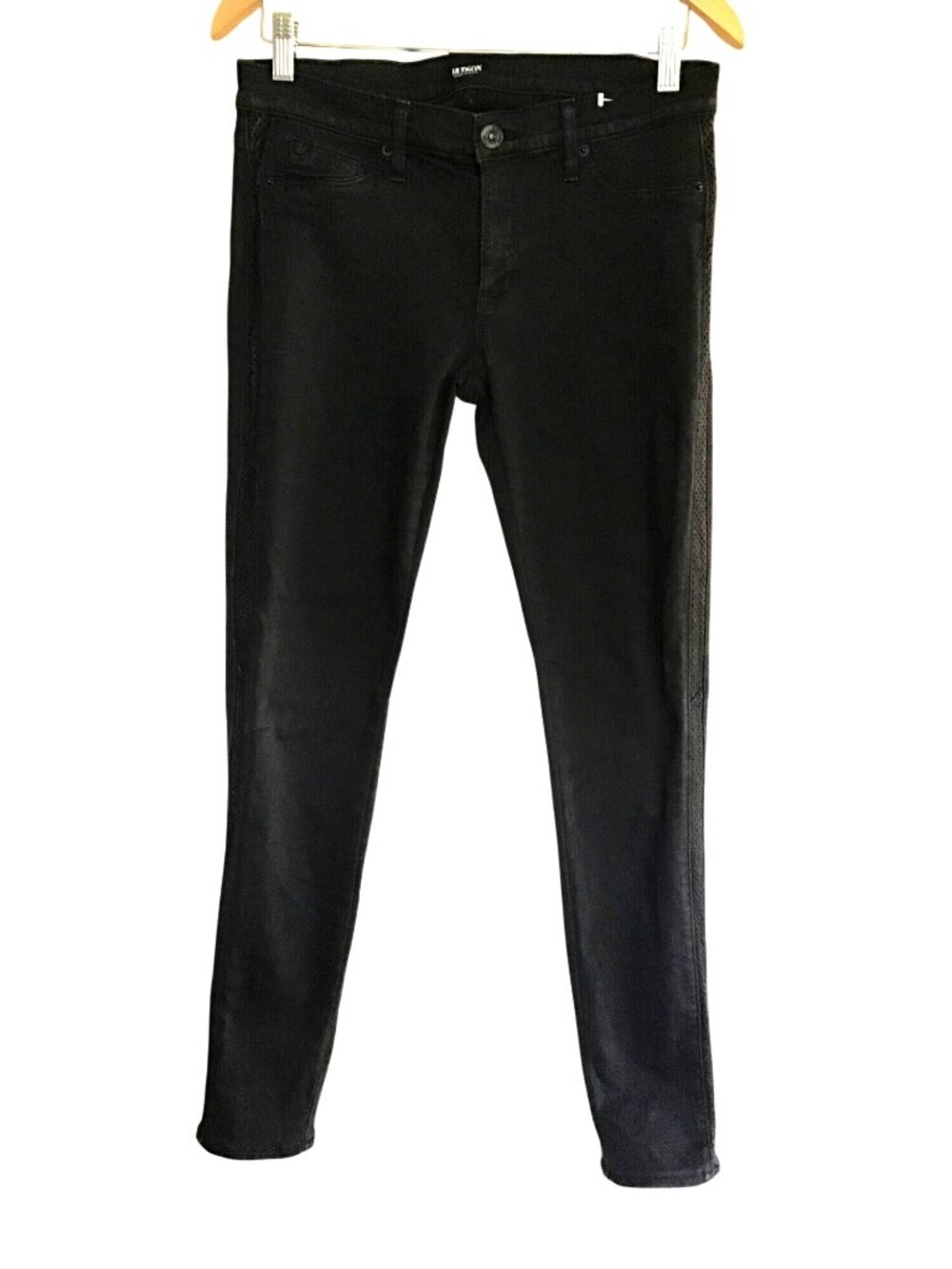 HUDSON-WOMENS BLACK 91.5% COTTON WITH 100% LAMB NAPPA SUPER SKINNY JEANS SIZE 28